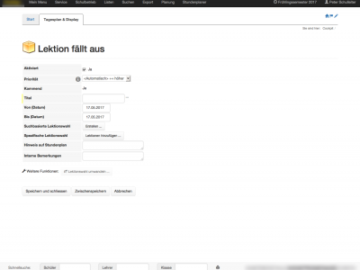 Tagesplan Lektionsausfall